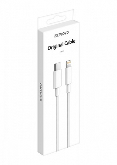 Купить Кабель EXPLOYD/USB - TYPE-C-PD 8 Pin/круглый/белый/1М/3A/Quinsy/EX-K-1164 в Сургуте