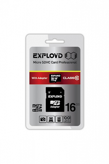 Купить Карта памяти Exployd 16Gb microSDXC Class 10 с адаптером SD  в Сургуте